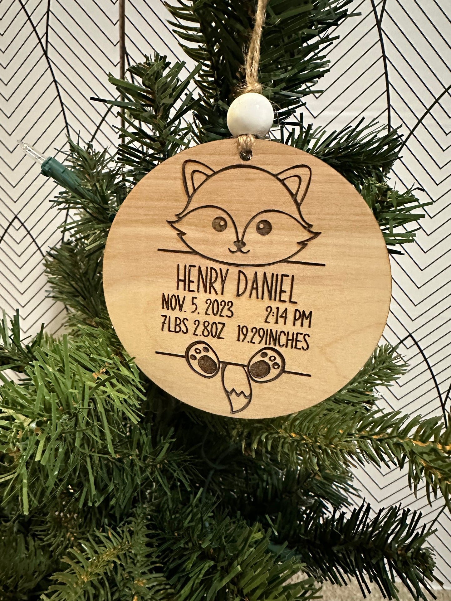 Fox Birth Stats Ornament